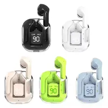 透明ケースのデジタル表示ワイヤレスBluetoothイヤフォン【両耳用・インイヤータイプ】