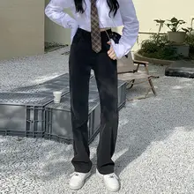 ハイウエストストレートデニムパンツ【細身・スリムフィット・春秋用】