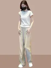 夏季ファッションにぴったり！極上の柔らかさのTシャツとアイスシルクのワイドパンツ（セットアップ対応）