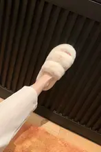 冬用加熱保温ふんわりフラット毛足スリッパ【女性用・外出対応】