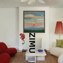 手描きの抽象的な南洋アート油絵【モダン中古風・肌理のある質感】