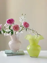 エレガントなデザインの透明ガラス花瓶【水耕植物用・デスクトップ装飾】