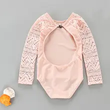 親子用 女の子用水着【レース付き・背中開き・長袖・ビーチリゾート・日焼け防止・プリンセススタイル】