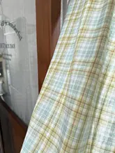 レトロチェック柄グリーンカーテン【透光・遮光・小窓用・収納用のほこり防止】