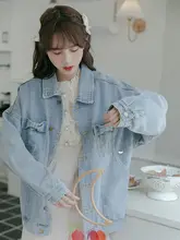 春季用 デニムカーディガン【デザイン性のある小柄向け・ブルー】