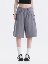 ワイドショートパンツ レディース テーラード ギャザー デコンストラクション ルーズ 韓流 カジュアル