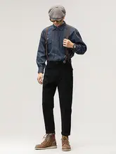 秋用 メンズ コーデュロイサロペット【ブラウン・ルーズフィット・レトロデザイン】
