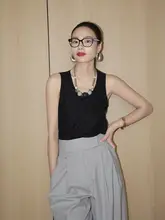 RW式クラシックデザインの真絲Uネック斜裁タンクトップ【極上の柔らかさ・シンプル】