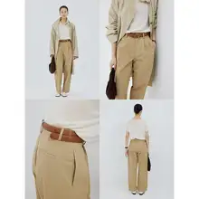 高ウエストストレートパンツ【体型カバー・フィット・ベルト付き】（セットアップ対応）