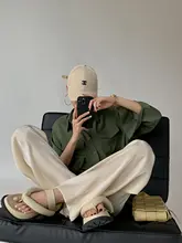 シンプルでしたデザイン！ドレープシャツとストレートパンツ【女性用・カジュアル・ワークスタイル・セットアップ対応】