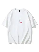 デザイン性のある時計プリント 半袖コットンTシャツ【ユニセックス・ゆったりシルエット・カジュアル用】
