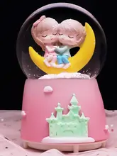 ロマンチックな月と虹のクリスタルボール【カップル用・誕生日・バレンタインギフト・音楽ボックス】