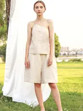 リネン調のひざ上丈ラフショートパンツ【ウェア・通気性・夏用】