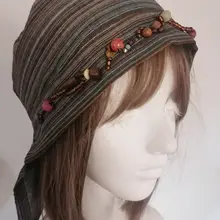 手作り布製レディース防風帽子【春秋用・カシュガイデザイン】