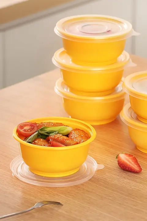 使い捨て食品保存容器【丸型・フタ付き・家庭用・食品グレード】