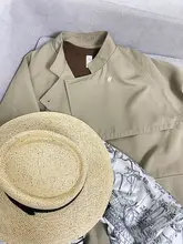 秋冬用ロングカジュアルコート【冷色トーン・カーキ・リラクシングデザイン】
