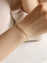 天然ペリドット ブレスレット14k ゴールドフィルド極細 2mm