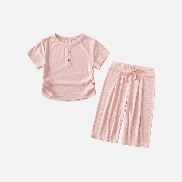 女の子用夏服【おしゃれなカジュアルデザイン・二部構成・快適な着心地】（セットアップ対応）