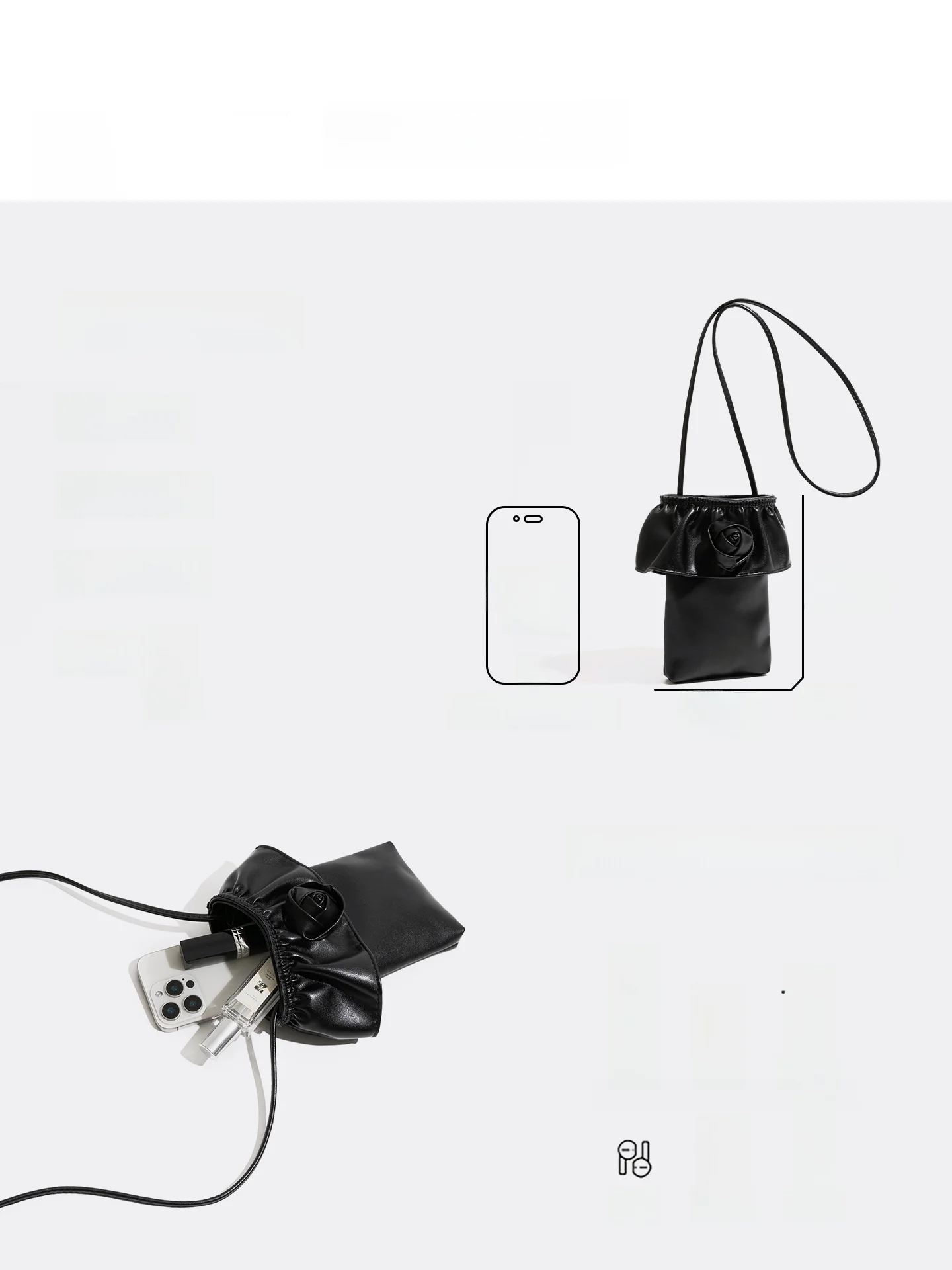 ソフトレザー製 薔薇デザインスマホバッグ：車内での持ち運びに最適なデザインと機能性
