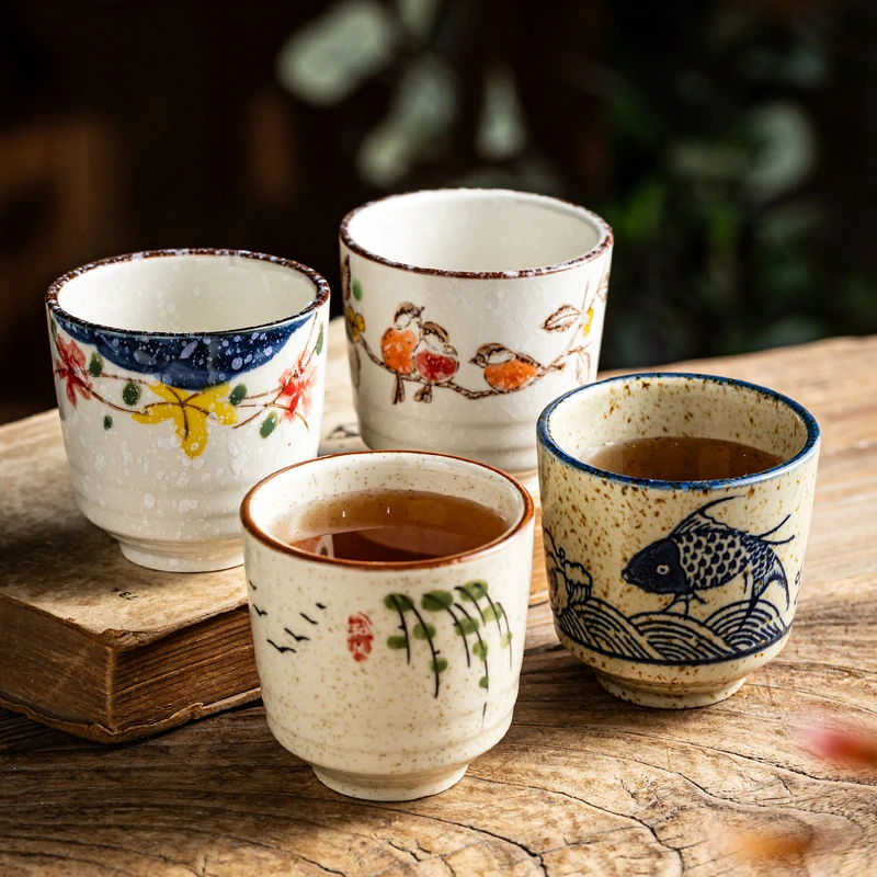 和風吉祥茶杯【陶製・デザイン性あり】