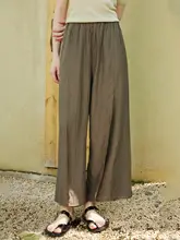 CLMX アート不規則プリーツ ウエストゴム 九分丈ワイドパンツ【レーヨン混紡・デザイン】