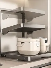 引き出し式 キッチン用電子レンジラック【二段タイプ・多機能・収納に便利】