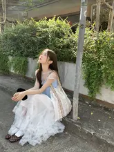 不規則な花柄チュールスカート【フレンチデザイン・Aライン・ボリューム感】