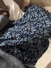 ヴィンテージフラワープリントフィッシュテールスカート【ハイウエスト・プリーツ・春秋用・小柄向け】