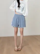 ショートパンツ レディース コットンニット 無地 ウエストゴム ルーズ 着痩せ カジュアル デイリー 夏 「VNOOK」