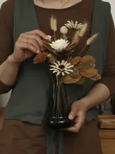 北欧風 シンプルデザイン ガラス花瓶【グレー・ドライフラワー用・インテリア装飾】