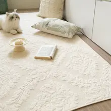 綿100%の水洗い可能な刺繍入りベッドサイドマット【滑り止め付き】