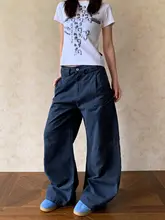 アメリカンヴィンテージ風 クロップドワークパンツ【男女兼用・ゆったりストレート・カジュアル】