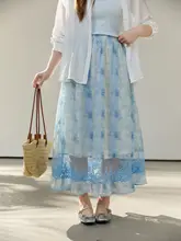 刺繍レース付き日焼け防止マキシスカート【ボディポジティブ・夏のリゾートスタイル】