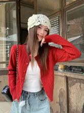 白色麻花デザインのニットカーディガン【春秋用・韓国風・女性用】