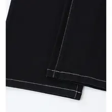 ブラックストレート微フレアデニムパンツ【秋冬用・大きいサイズ・ゆったり・レディース  】（セットアップ対応）