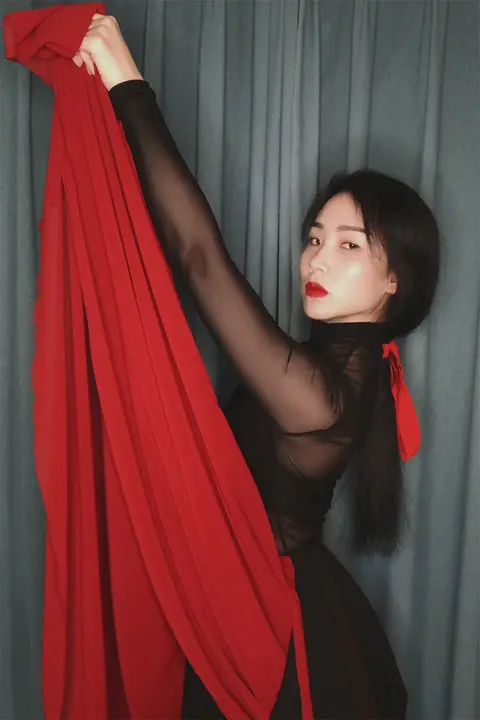 1.5mシフォンヘアバンド【レトロ中国風・漢服用・飾り付き・送料無料】