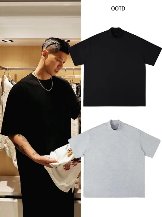 丸首デザインのゆったりTシャツ【抗皺・オールコットン・ショートスリーブ】
