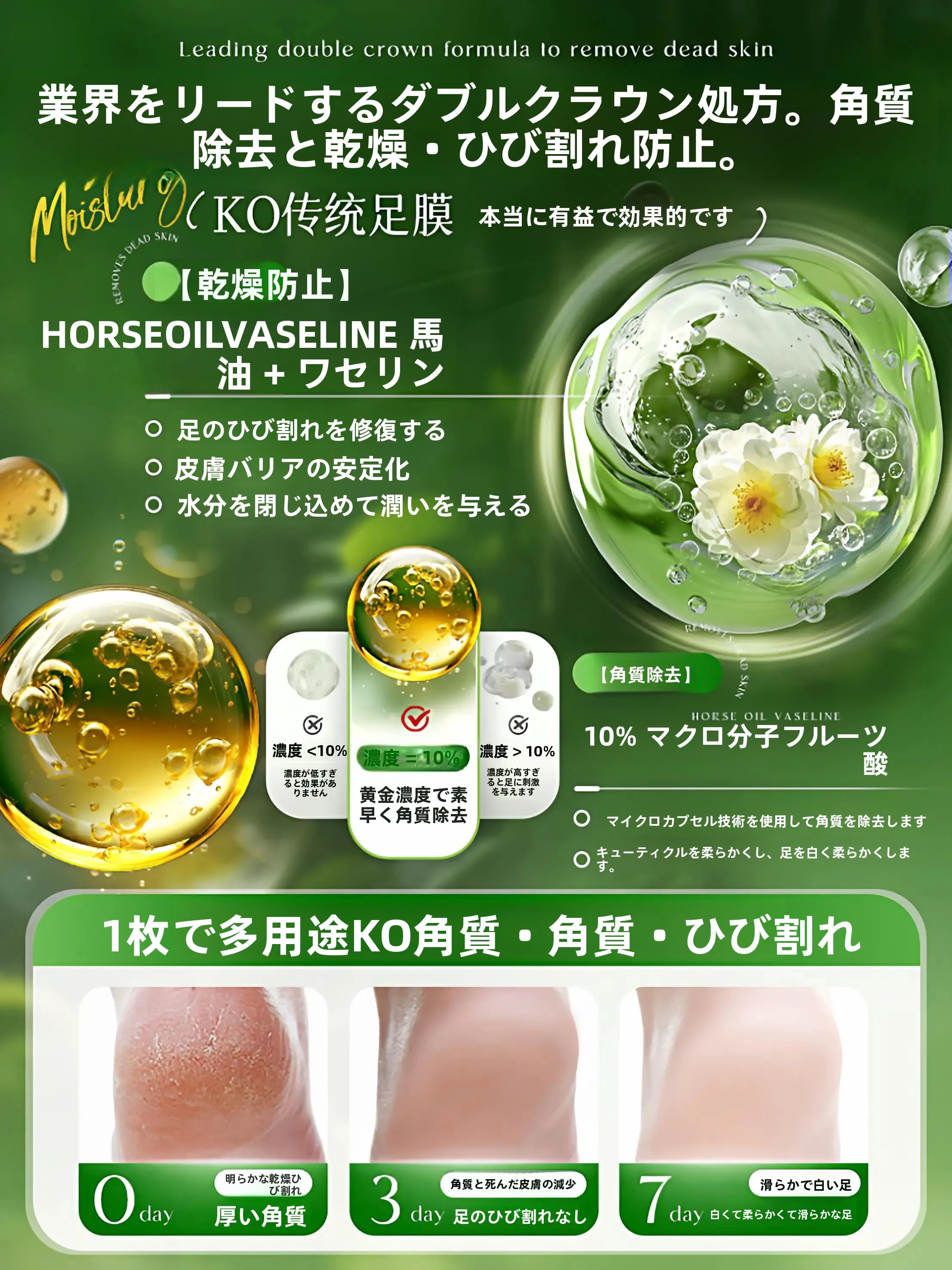馬油フットマスク：かかと角質ケアと保湿の効果を実証するセットアップ対応製品