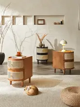 木製 サイドキャビネット 寝室用 収納キャビネット シンプルデザイン