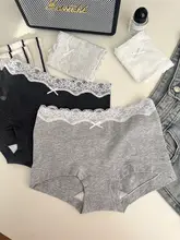バレエ風のレースウエスト女性用ボクサーパンツ【極上の柔らかさ・コットン・四角形デザイン】（セットアップ対応）