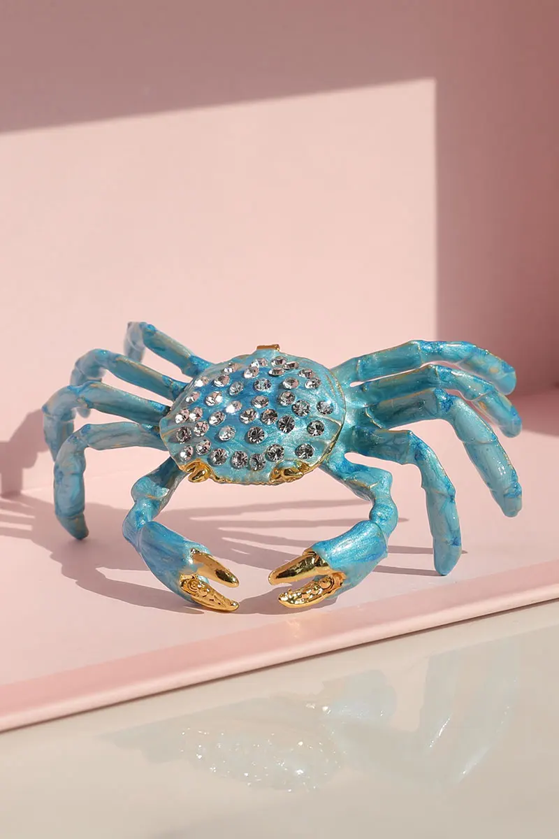 金属製 蟹モチーフのジュエリーボックス【手作り・エナメル仕上げ】