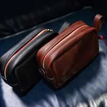 ヴィンテージトスカーナ牛革製ハンドバッグ【手作り・洗面用】