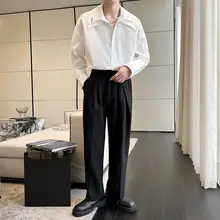 春夏用の取り外し可能な二重襟デザインの長袖シャツ【上品でおしゃれなユニセックス】（セットアップ対応）