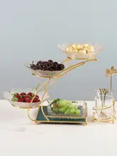 おしゃれなガラス製フルーツ皿【多層・リビング用・お菓子やドライフルーツ用】（セットアップ対応）