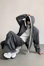 高街風 フード付きトレーナー【フィット・デコンストラクションデザイン・大きなポケット・カジュアルパンツ】（セットアップ対応）