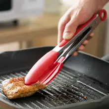 耐熱シリコン製 食品グレード トング【ステーキ・グリル・パン用・430ステンレススチール】