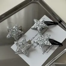 Y2K風 星型ヘアクリップ【金粉・シルバー・甘辛ミック  ス・前髪用】