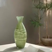 新中式デザインのガラス製花瓶【エレガントな緑色・水栽培・シンプルなインテリア】