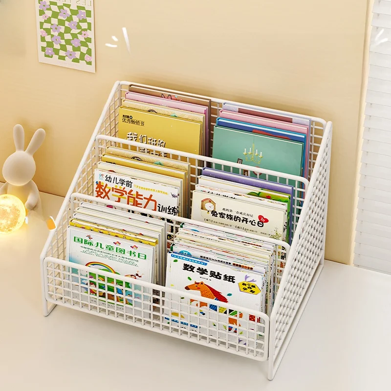 子供用絵本ラック：デスクトップとベッドサイドでの階層  整理を実現