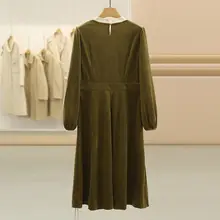 デザイン性の高いウエスト絞りのワンピース【長袖・冬用・二重構造】（セットアップ対応）